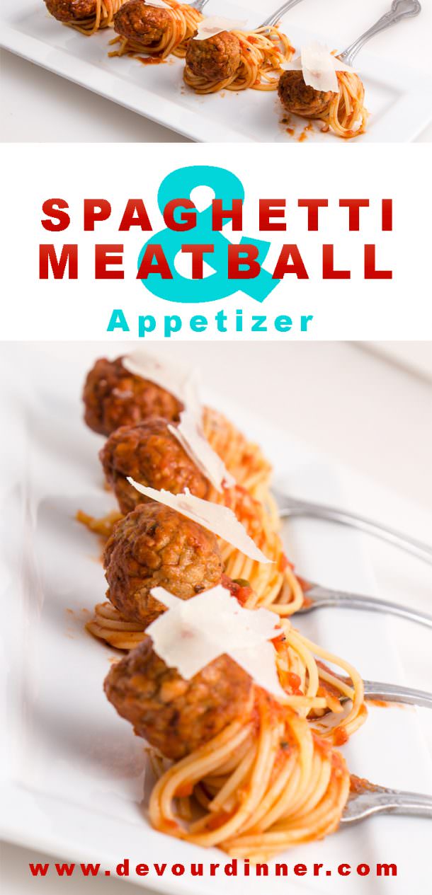 Spaghetti and Meatball Appetizer - Devour Dinner