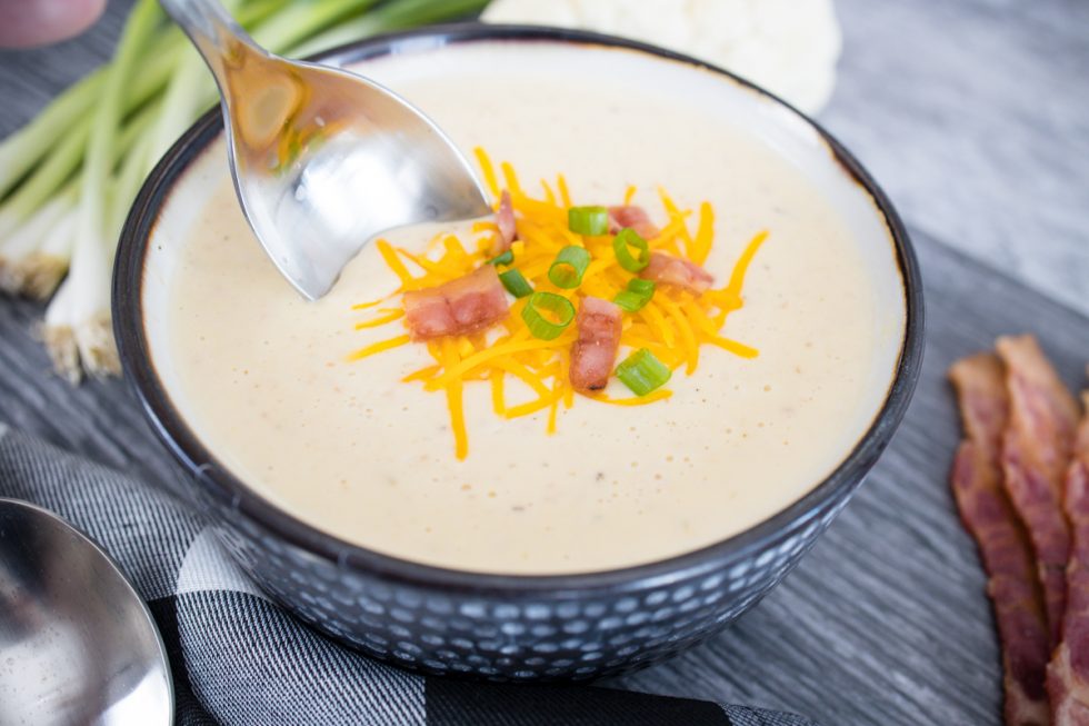 Easy to make Instant Pot Cauliflower Cheddar Soup - Devour Dinner