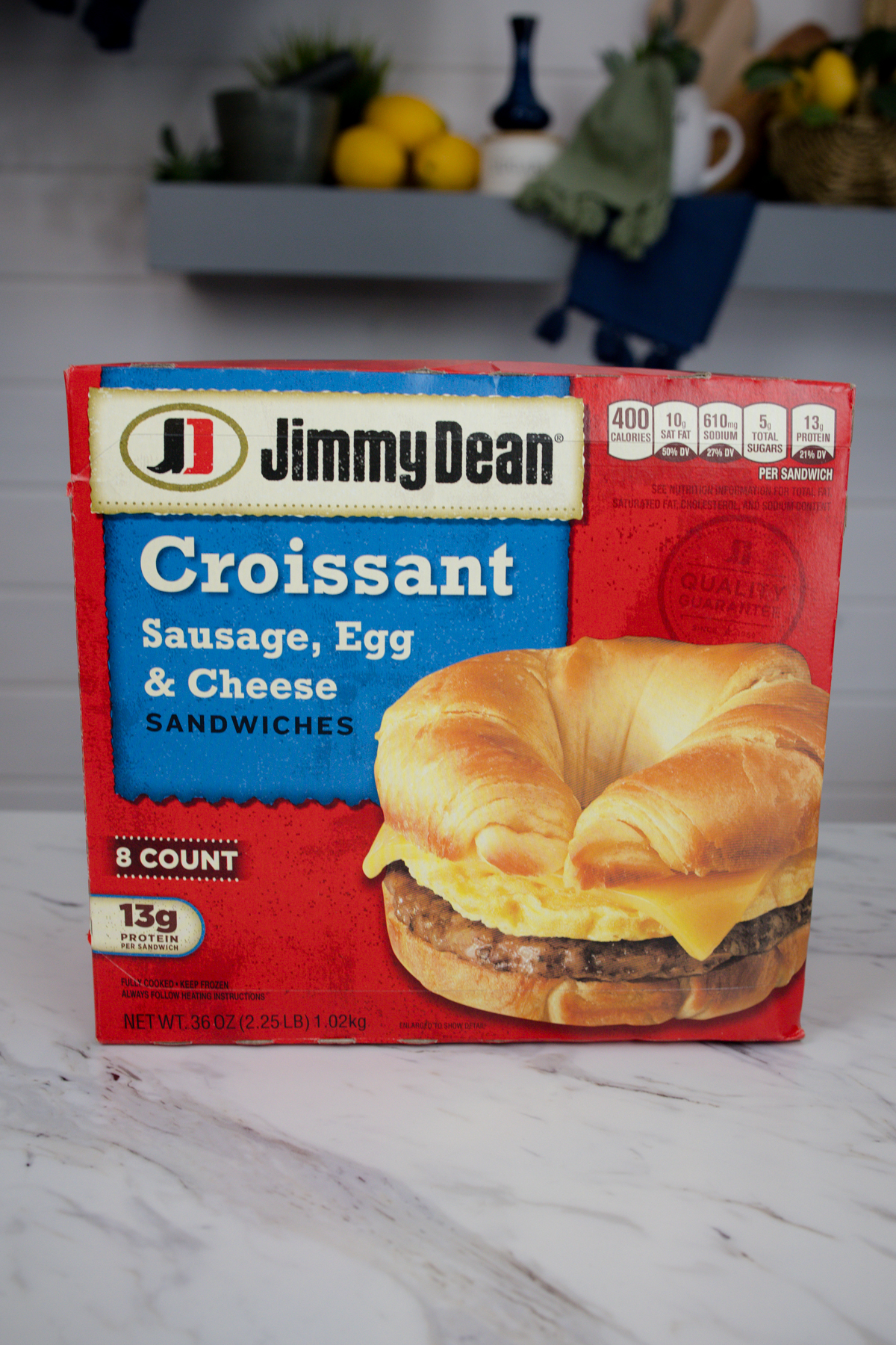 A close up shot of a Jimmy Dean Breakfast Sandwich packet.