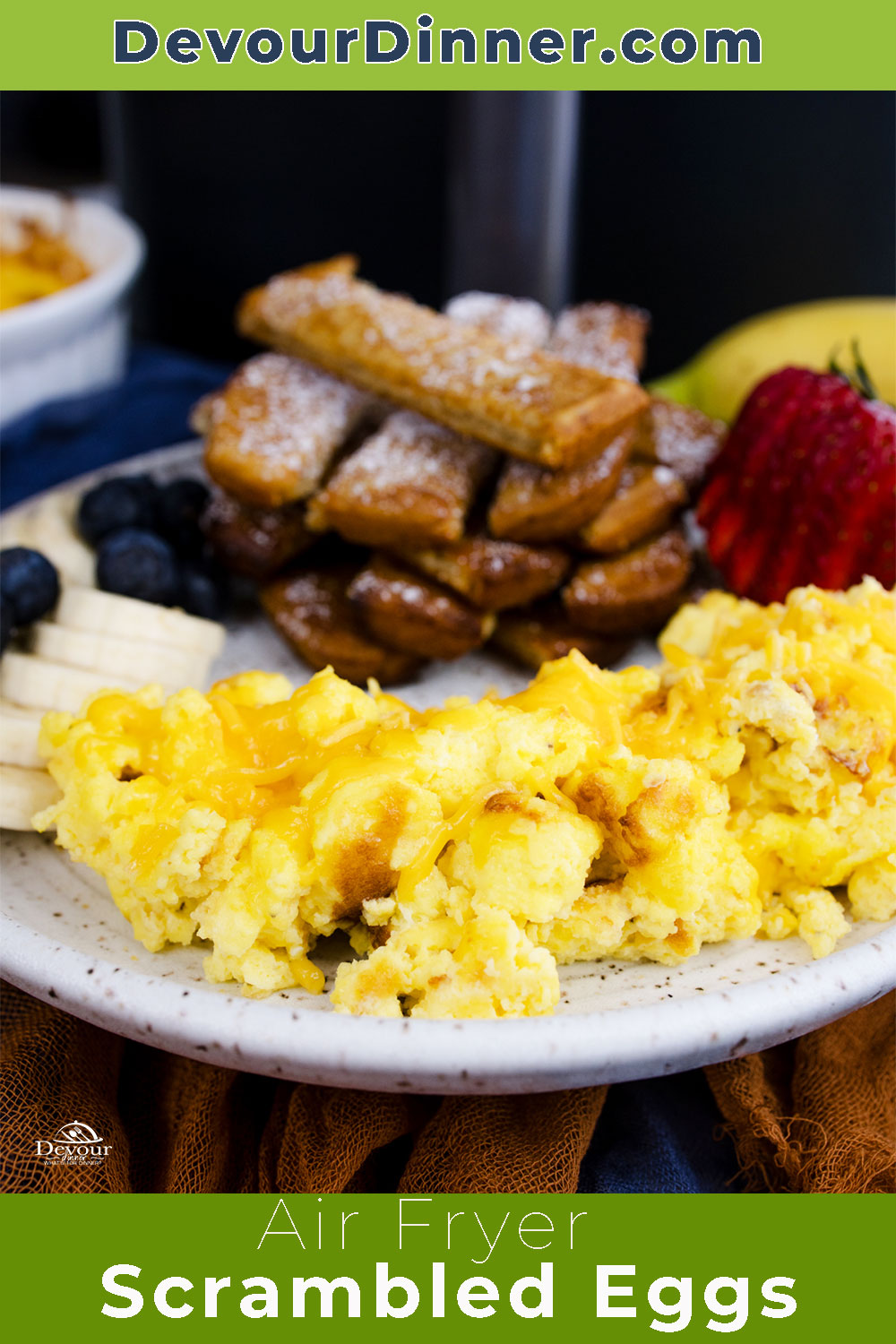 This easy recipe for Air Fryer Scrambled Eggs is the perfect solution for a quick and easy breakfast! This method produces fluffy eggs with minimal mess and fuss, making it a great option for busy mornings or a lazy weekend brunch!