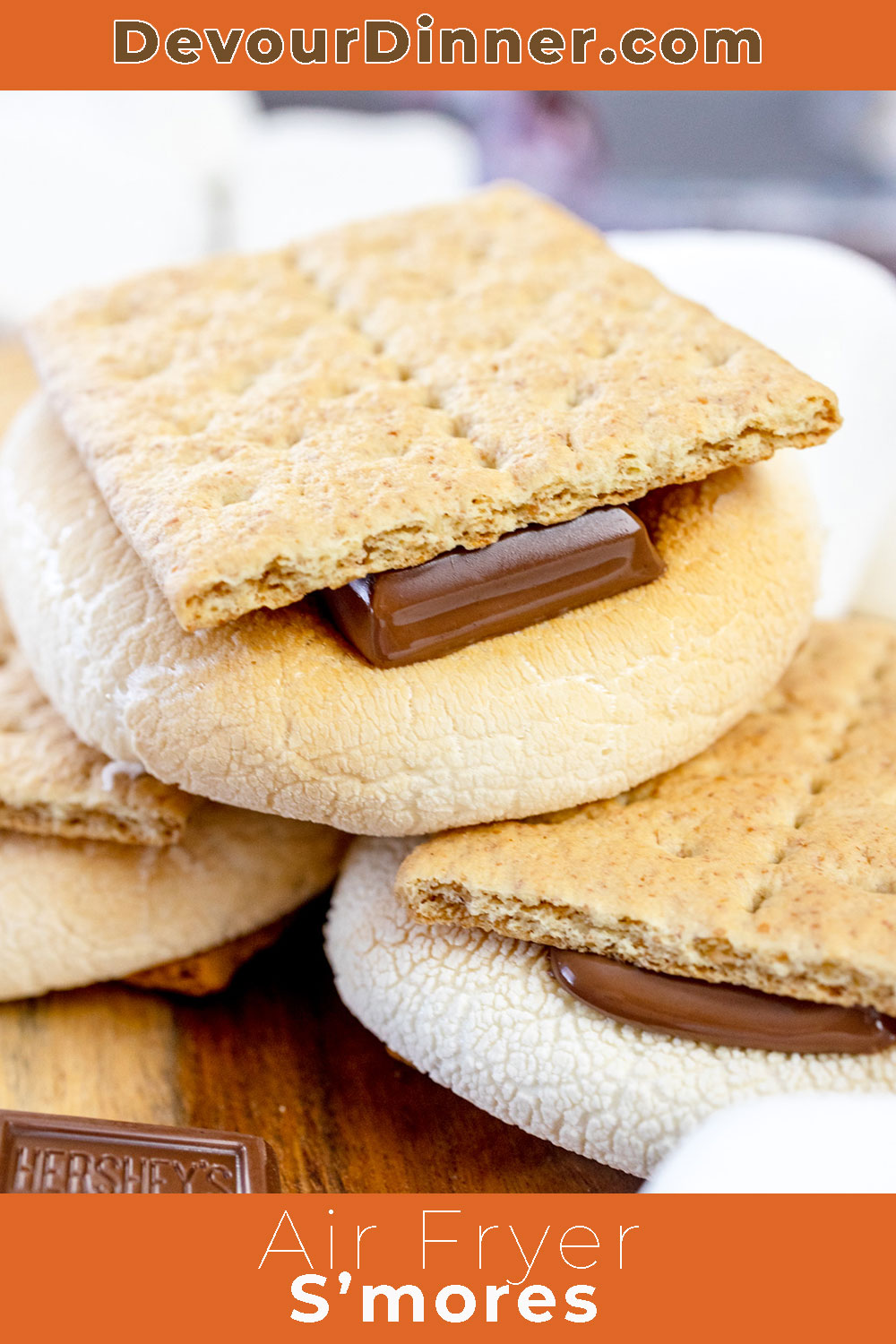 This Air Fryer Smores recipe is a delicious dessert for satisfying your sweet tooth with gooey marshmallows and melty chocolate, all made simple with your trusty air fryer! Indoor S'mores are an easy dessert recipe that brings the fun of these campfire treats inside!