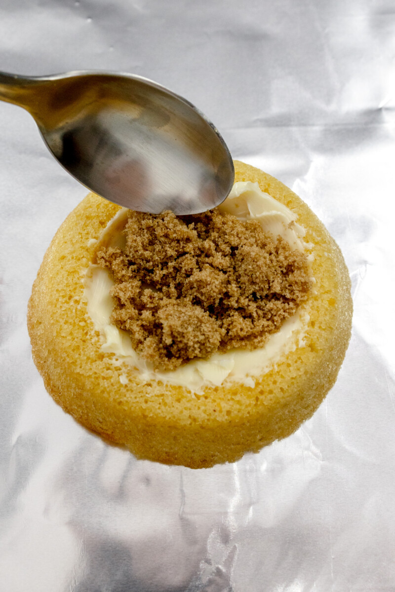 Brown Sugar on Sponge Cake with Butter